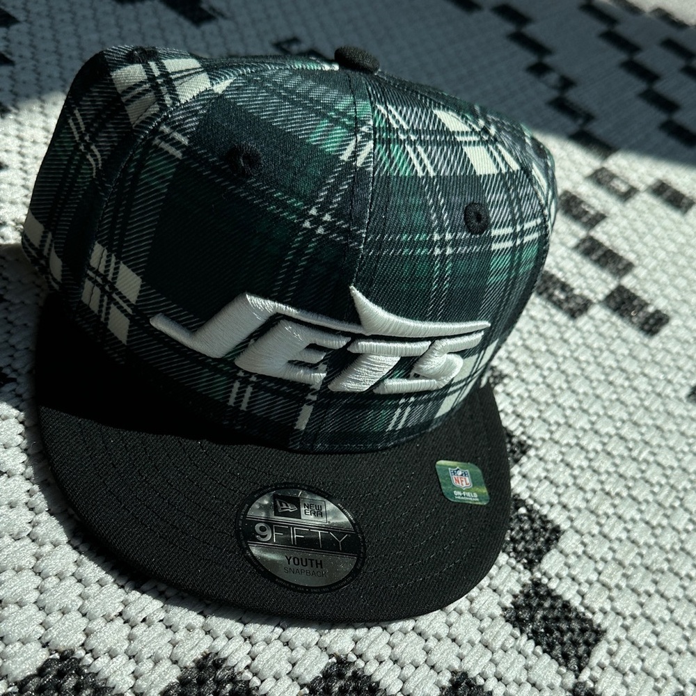 New Era Green and Black Plaid Kids Hat